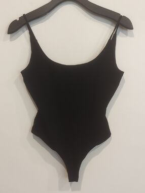 Privacy Please Black Scoop Neck Bodysuit